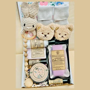 Caixa de presente personalizada para novas mamães, presente de autocuidado, presente de chocalho para bebê, presente de chá de bebê, presente para bebê para novas mamães, pacote de cuidados para a gravidez, gestantes