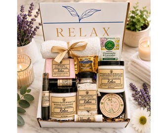 Deluxe Spa Gift Box for Women, Luxury Self Care Gift Basket, Birthday Gift for Her, Thinking of You Pamper Set, Stress Relief Box