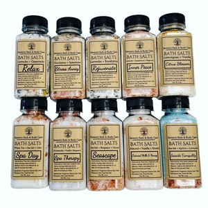 Relaxing Bath Salts 8oz with Epsom, Dead Sea Salt & Pink Himalayan Salts, Scented Bath Soaks for Self Care Routine, Spa Gift-Build a Box