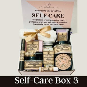 Self care spa gift box for women with bath and body relaxation set

Valentine’s Day self care gift box for her with candle soap and bath salts

Luxury relaxation gift set for women birthday and Mother’s Day gift

Spa care package for women thank you and sympathy gift box

Pamper gift box with soap scrub lotion and relaxation items
