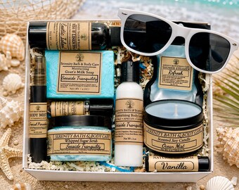 Seaside Tranquility Spa Gift Box for Women | Beach Lover Theme Self Care Gift | Birthday Gift for Her | Thinking of You | Honeymoon Gift