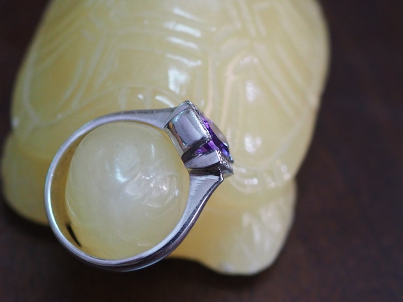 Amethyst Solitaire 925 Sterling Silver Ring Chic Fashion Ring Sterling Silver Gemstone Ring Contemporary Fashion Ring Purple Gem Stone