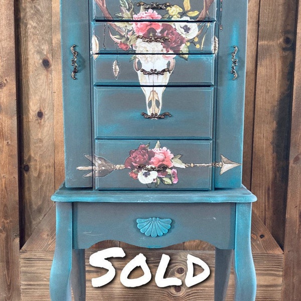 SOLD!!! Example of work-do not purchase :) Rustic Farmhouse Boho Jewelry/Lingerie Armoire