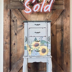 SOLD!!! -Example of work* Fall Autumn Harvest Sunflower Standing Jewelry Armoire