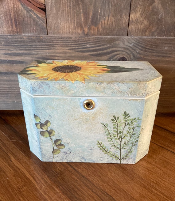 Vintage Hand Painted Sunflower Jewelry Box, Keeps… - image 6