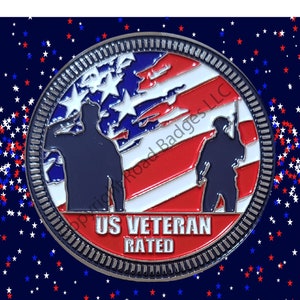 US Veteran Rated Version 1 - 2D Metal Alloy Enamel Filled Badge