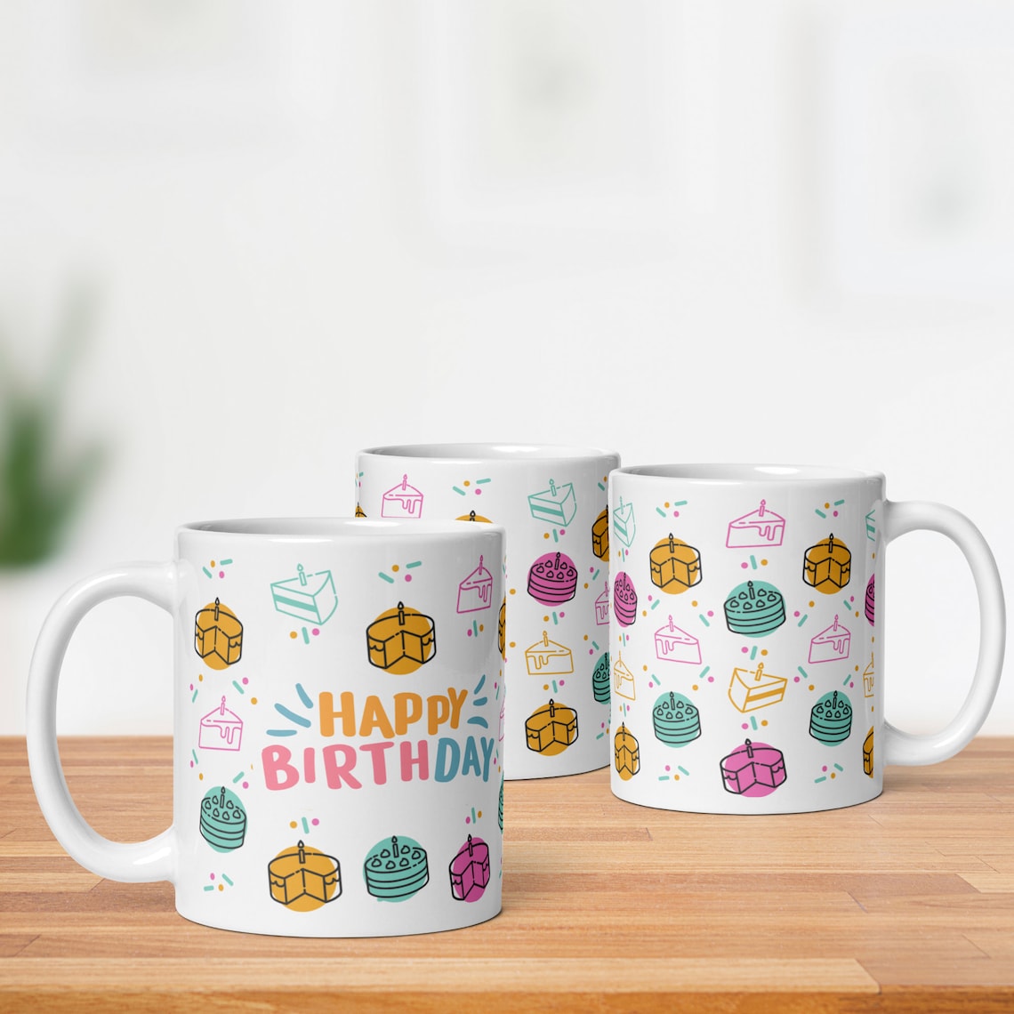 Happy Birthday Mug, Cake Mug, Birthday Gift Mug, Celebrate Mug, 11