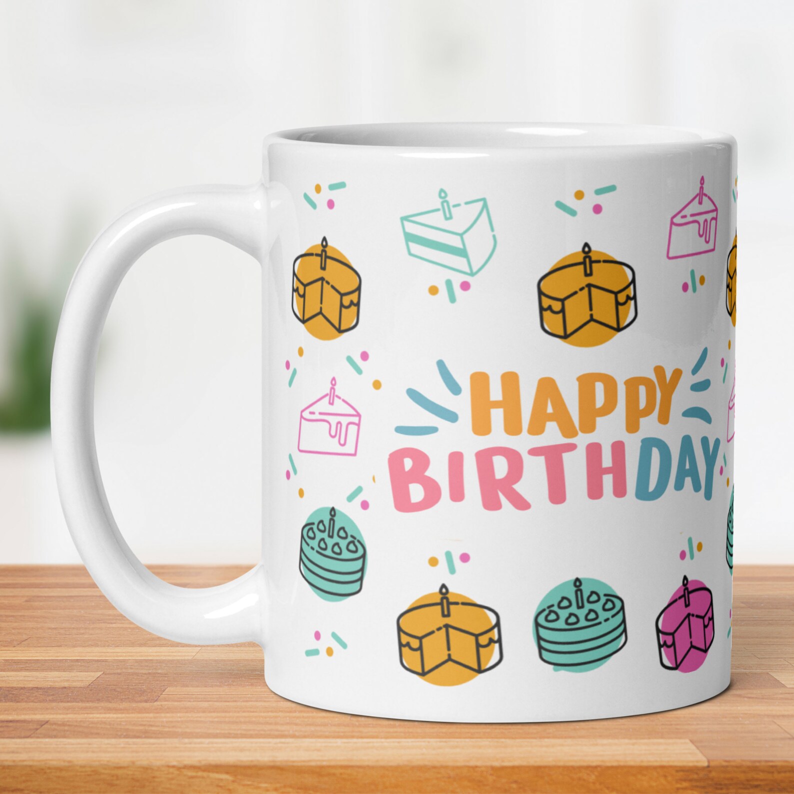Happy Birthday Mug, Cake Mug, Birthday Gift Mug, Celebrate Mug, 11