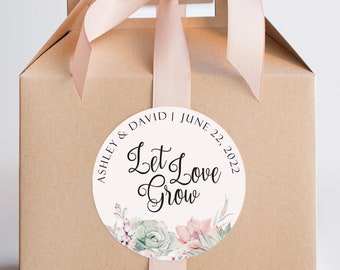 Custom Watch me Grow Succulent Sticker, Custom Baby Favor, Botanical Theme, Gift bag label, Thank you or Welcome Sticker, Floral watercolor.