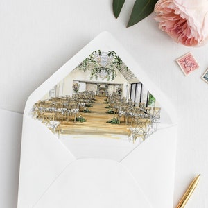 Custom Wedding Venue Envelope Liner. Romantic Invitation Envelope With Wedding Venue or Landscape Picture. Personalized Envelope Liner