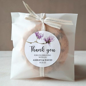 Personalized Magnolia Wedding Favor Sticker, Watercolor Floral Thank You Label, Custom Bridal Shower Favor, Gift Label with Magnolia. image 2