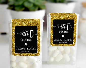 Gold Glitter Effect Mint to Be Wedding Favor Sticker. Stylish Candy Label. Silver, Purple, Ruby, Blue. MINTS NOT INCLUDED!