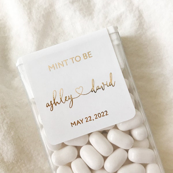 Gold Foil Mint to Be Wedding Candy Sticker. Custom Favor Label, Personalized Bridal Shower Gift Rose Gold / Silver Text. MINTS NOT INCLUDED!