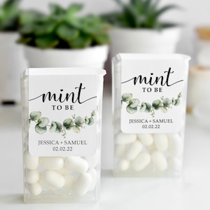 Eucalyptus Personalized Mint to Be Wedding Favor Sticker, Custom Candy Label with Green Watercolor Greenery. MINTS NOT INCLUDED!