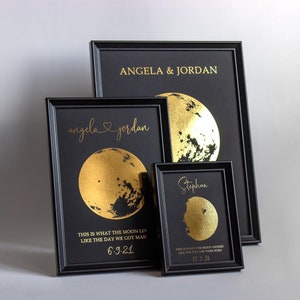 Personalized Moon Phase by Date Gift, Gold Foil Print, This is How the Moon Looked Like on the Day we Met / Got Married / Engaged