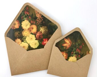Baroque Wedding Envelope Liners with Envelopes • Moody Floral Fine Art Design