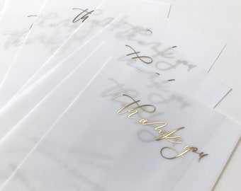 Vellum Wedding Thank You Card • Gold Foil • Personalized Names & Date