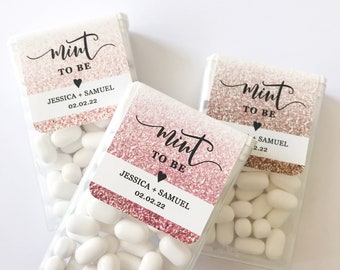 Rose Gold Glitter Effect Mint to Be Wedding Favor Sticker, Bridal / Baby Shower Candy Label, Blush, Dusty Pink. MINTS NOT INCLUDED!