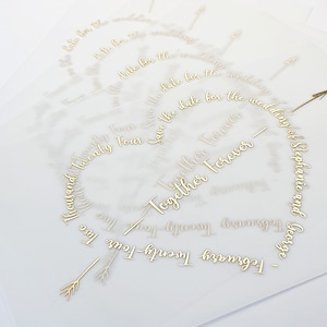 Goldfolie Pergament Save the Date Karte & Umschlag. Benutzerdefinierte Luxus-Hochzeits-Einladung mit herzförmigen Wortlaut in Silber, Rosegold, Schwarz.