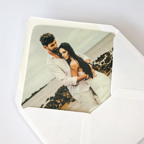 Personalized Wedding Envelope with Photo Liner. Romantic Invitation Envelope With Bride & Groom Photo. Custom Envelope with Couple's Photo.