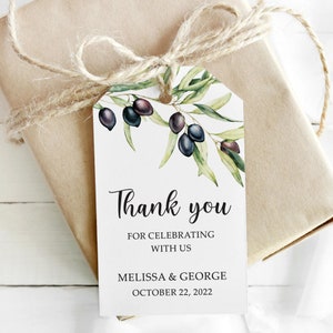 Olives Wedding Favor Tag, Personalized Floral Gift Label, Custom Olives Welcome Favor Tags, Thank You Gift Tag, Bridal Shower Favor.