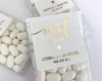 Gold Foil Personalized Mint to Be Wedding Favor Sticker, Custom Candy Label. Bridal Shower Gift with Silver / Rose Gold. MINTS NOT INCLUDED!