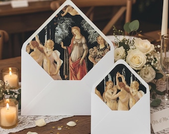 Renaissance Art Envelope Liners • Botticelli Primavera Mood Wedding Envelopes