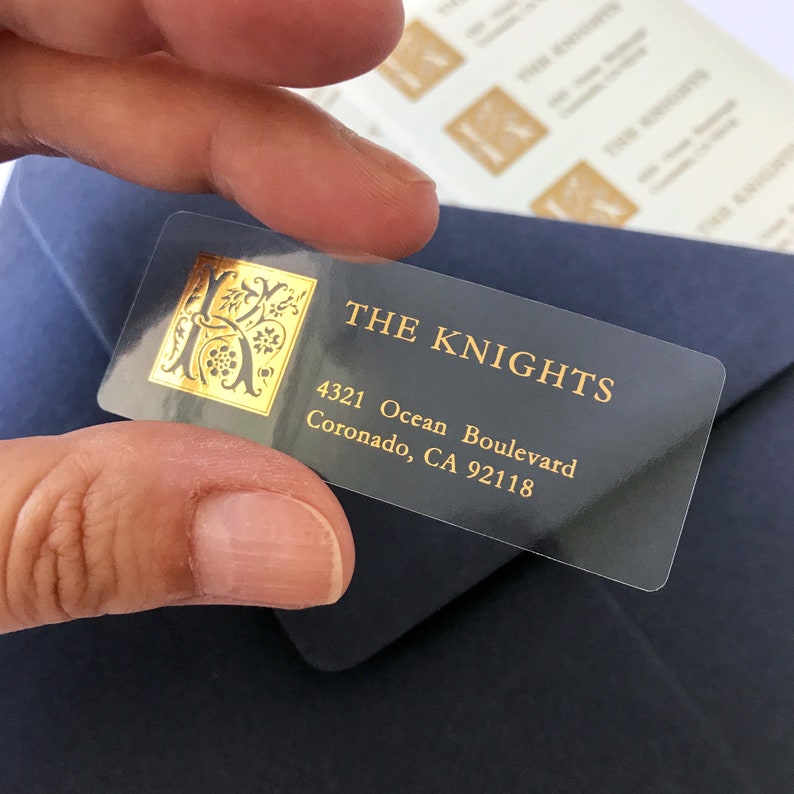 Gold Foil Monogram Address Labels – Custom Return Stickers, Victorian ...