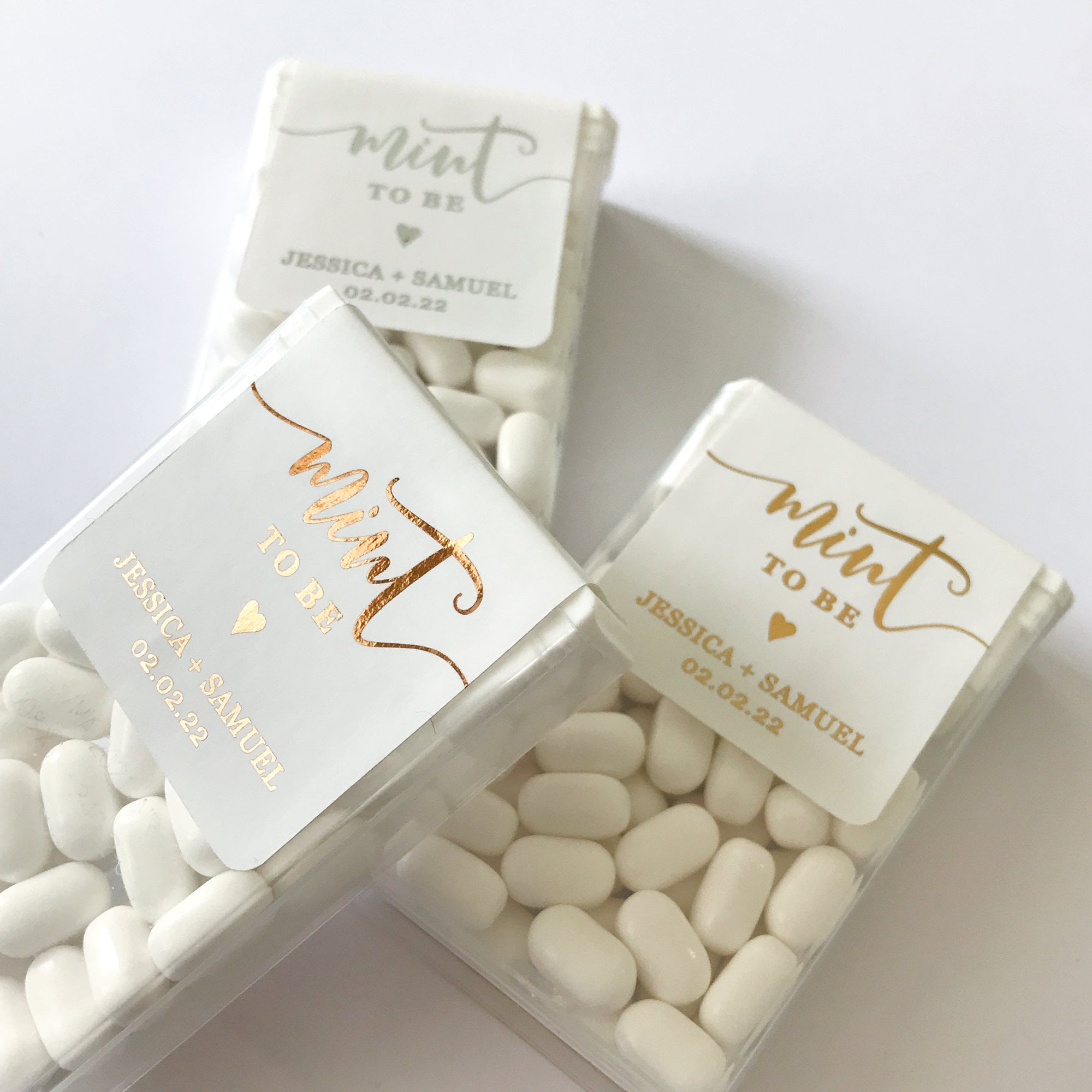Gold Foil Personalized Mint to Be Wedding Favor Sticker, Custom Candy Label. Bridal Shower Gift with Silver / Rose Gold. MINTS NOT INCLUDED!