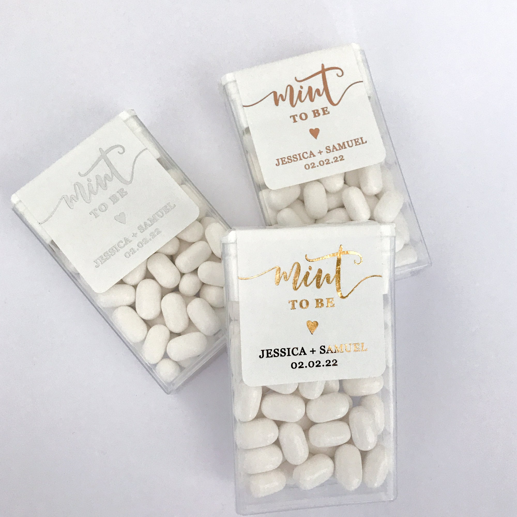Gold Foil Personalized Mint to Be Wedding Favor Sticker, Custom Candy Label. Bridal Shower Gift with Silver / Rose Gold. MINTS NOT INCLUDED!