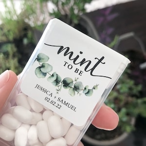 Eucalyptus Personalized Mint to Be Wedding Favor Sticker, Custom Candy Label with Green Watercolor Greenery. MINTS NOT INCLUDED image 6