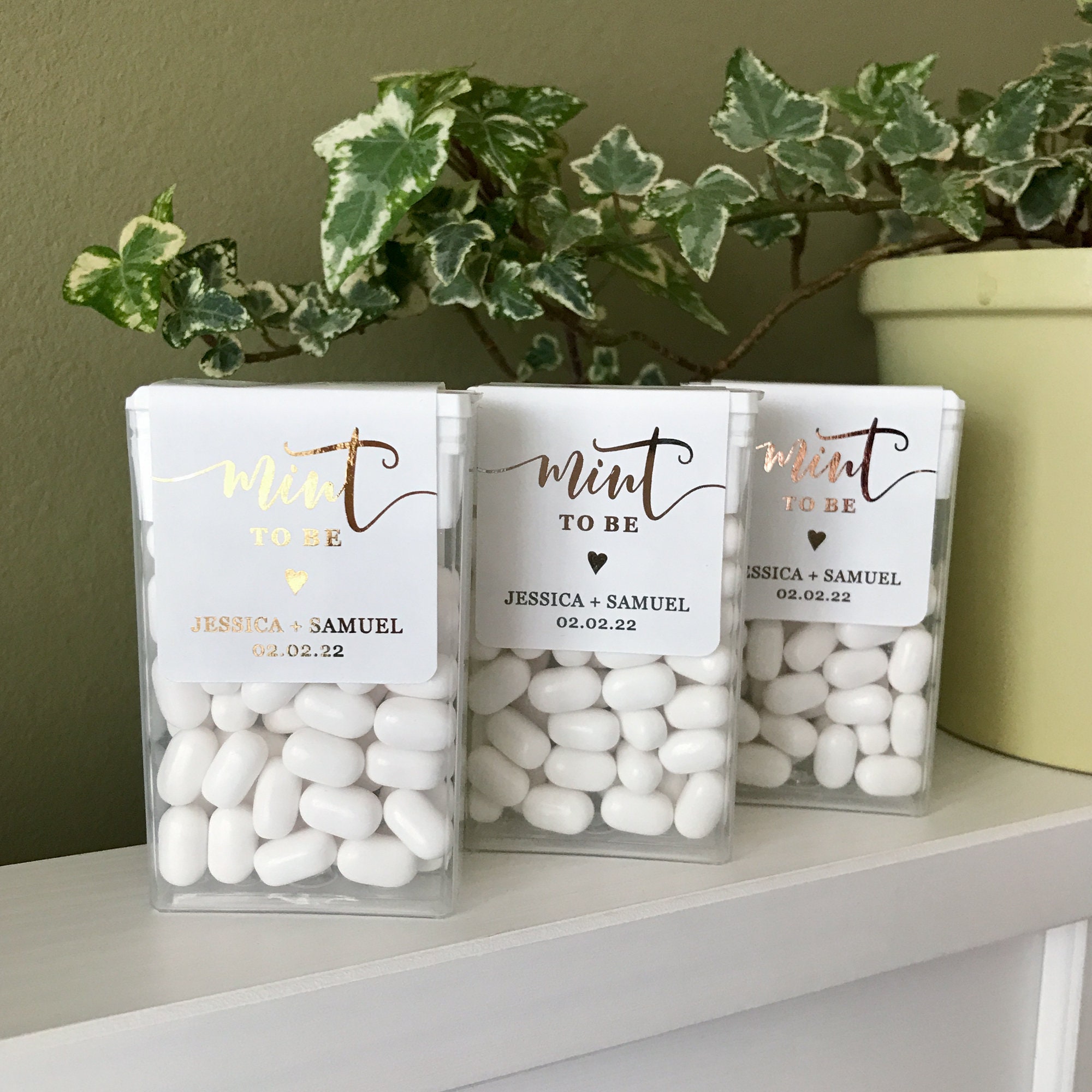 Gold Foil Personalized Mint to Be Wedding Favor Sticker, Custom Candy Label. Bridal Shower Gift with Silver / Rose Gold. MINTS NOT INCLUDED!