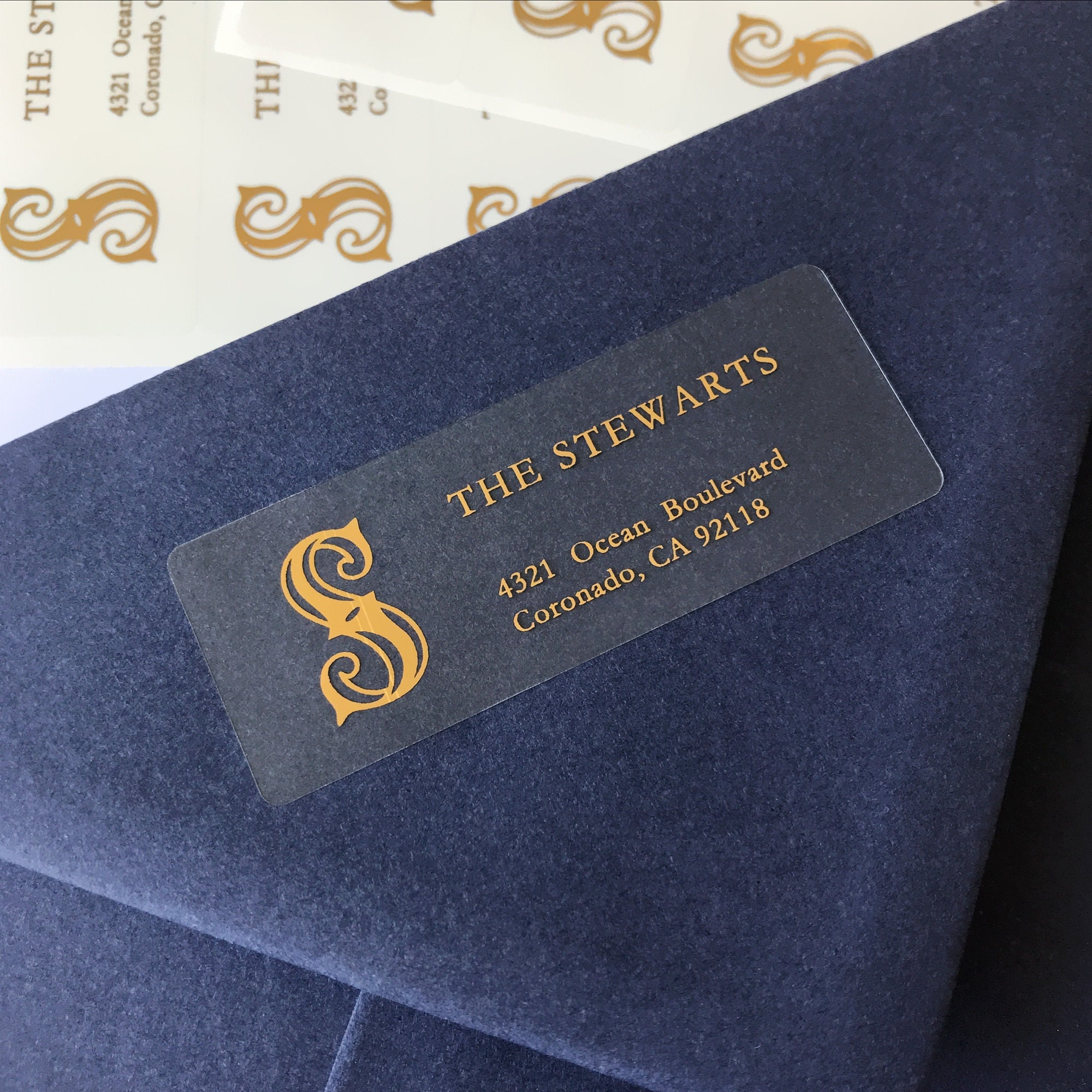 Custom Monogram Foil Address Labels | Vintage & Art Nouveau Style ...