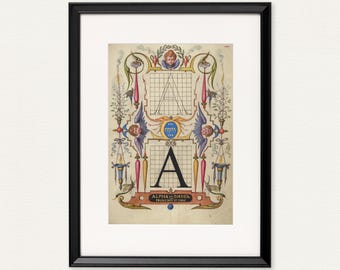 Custom Initial Monogram Print – Medieval Calligraphy, Personalized Alphabet Art, Vintage Style Gift Wall Decor