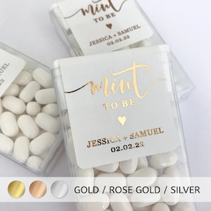 Mint to Be Wedding Favor Stickers • Gold Foil Personalized Labels • MINTS NOT INCLUDED!