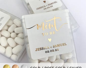 Mint to Be Wedding Favor Stickers • Gold Foil Personalized Labels • MINTS NOT INCLUDED!