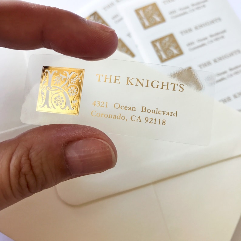 Gold Foil Monogram Address Labels – Custom Return Stickers, Victorian ...