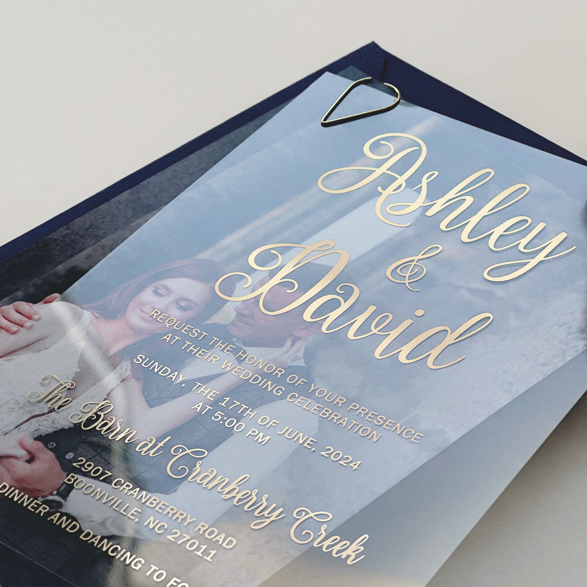 Personalized Clear Acrylic Wedding Photo Invitation • Transparent ...