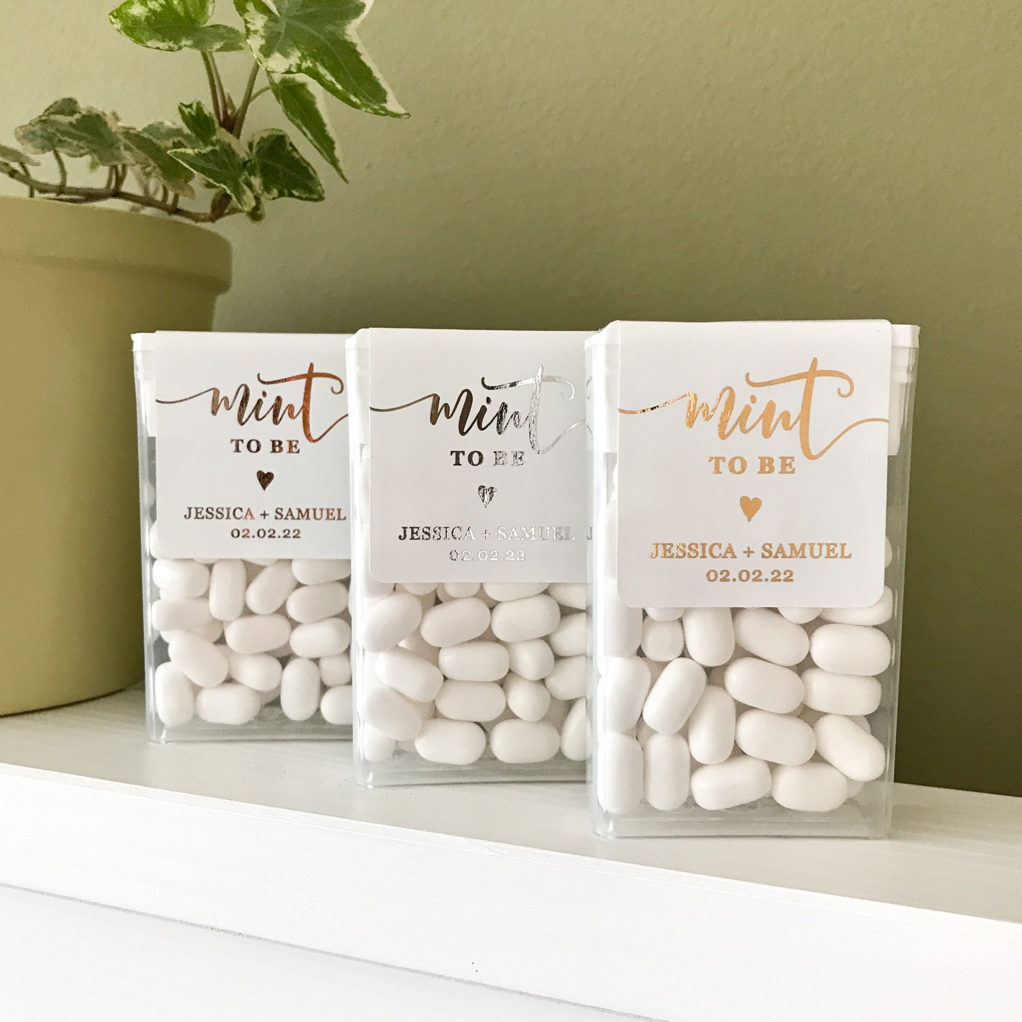 Gold Foil Personalized Mint to Be Wedding Favor Sticker, Custom Candy Label. Bridal Shower Gift with Silver / Rose Gold. MINTS NOT INCLUDED!
