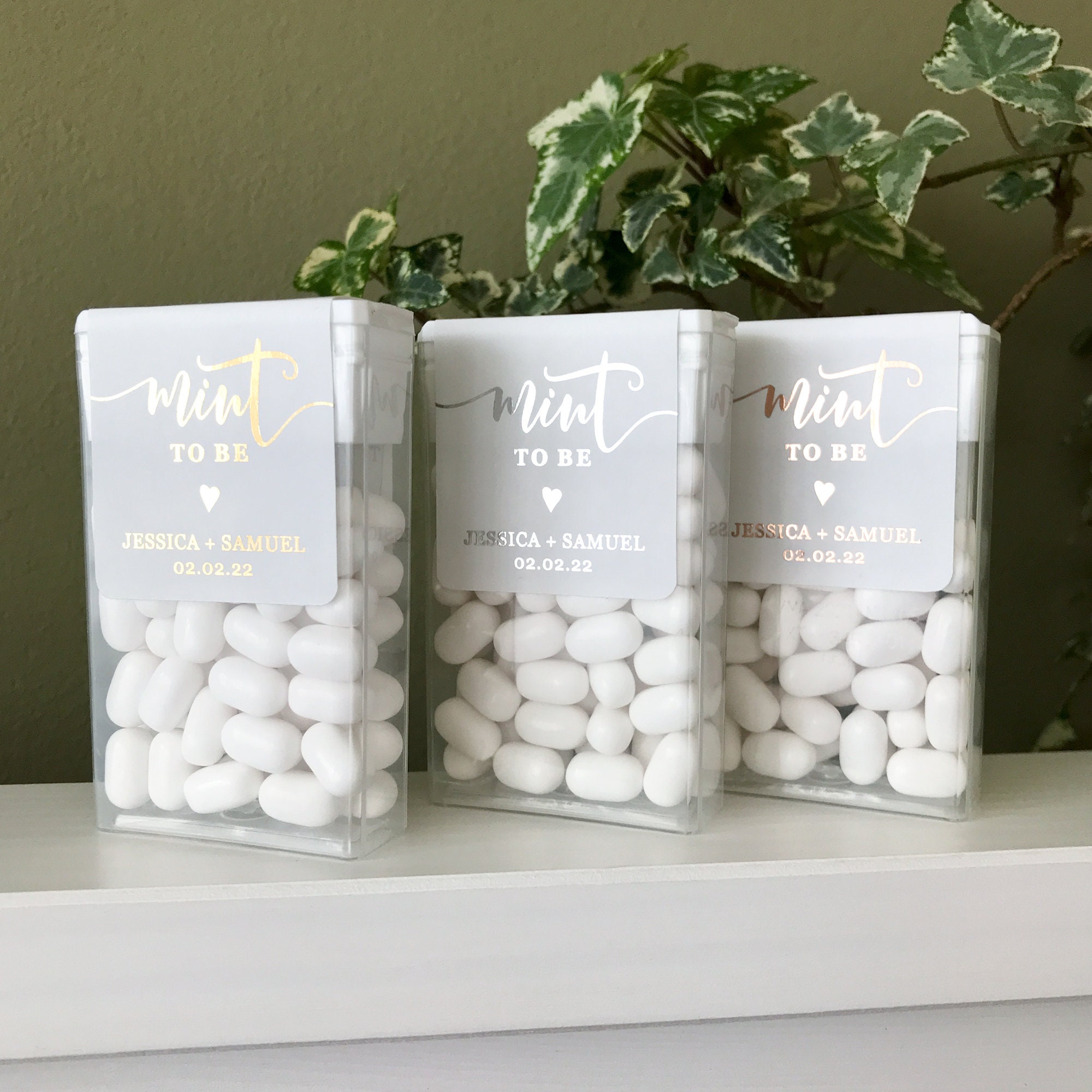 Gold Foil Personalized Mint to Be Wedding Favor Sticker, Custom Candy Label. Bridal Shower Gift with Silver / Rose Gold. MINTS NOT INCLUDED!