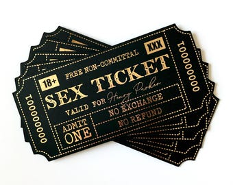 Luxury & Spicy Gift for Him. Set of 20 Gold Foiled Sexy Tickets for Dates, Husband, Boyfriend or Fiance.