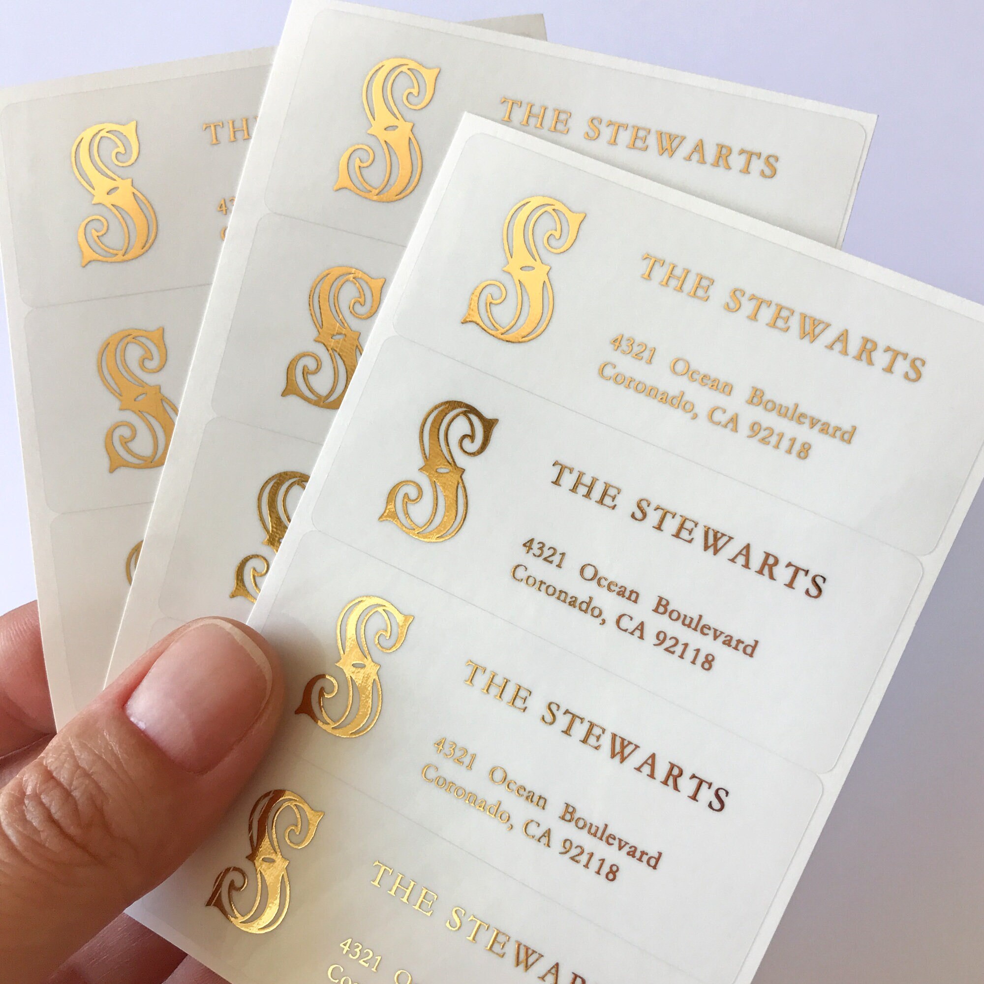 Custom Monogram Foil Address Labels | Vintage & Art Nouveau Style ...