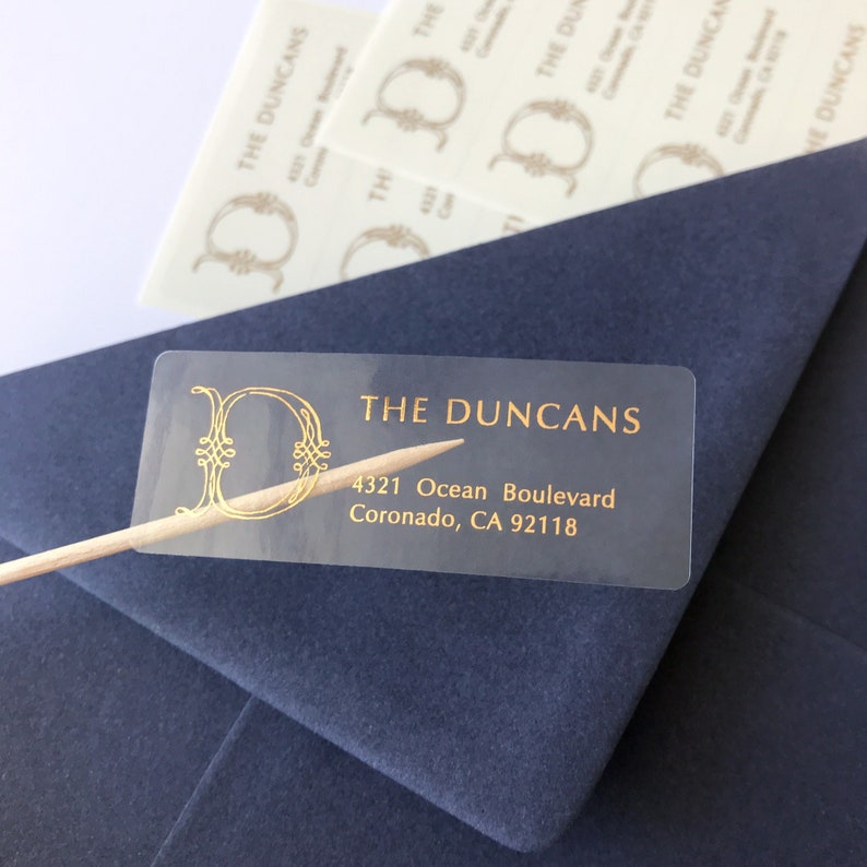 Victorian Monogram Foil Address Labels | Vintage Clear Return Stickers ...