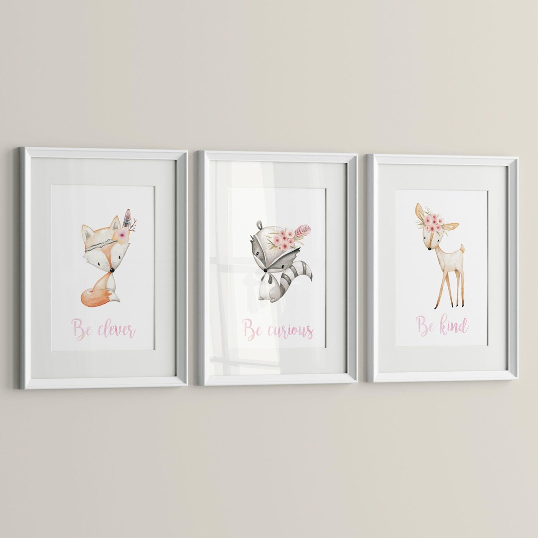 Woodland Nursery Prints – Set of 3 Watercolor Baby Animals (fox ...