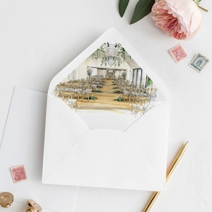 Custom Wedding Venue Envelope Liner. Romantic Invitation Envelope With Wedding Venue or Landscape Picture. Personalized Envelope Liner imagem 4