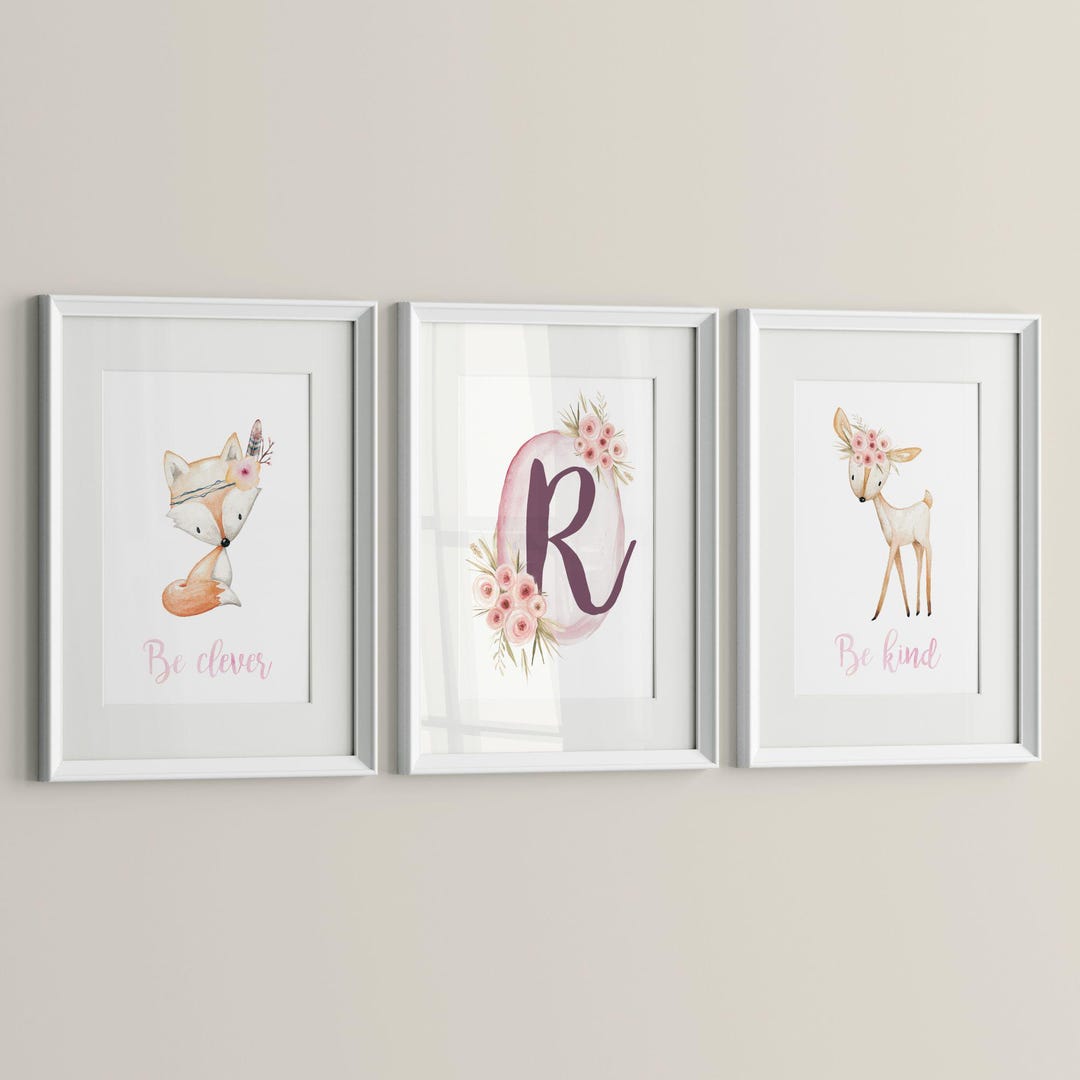 Personalized Nursery Wall Art – Set of 3 Watercolor Baby Animal Prints ...