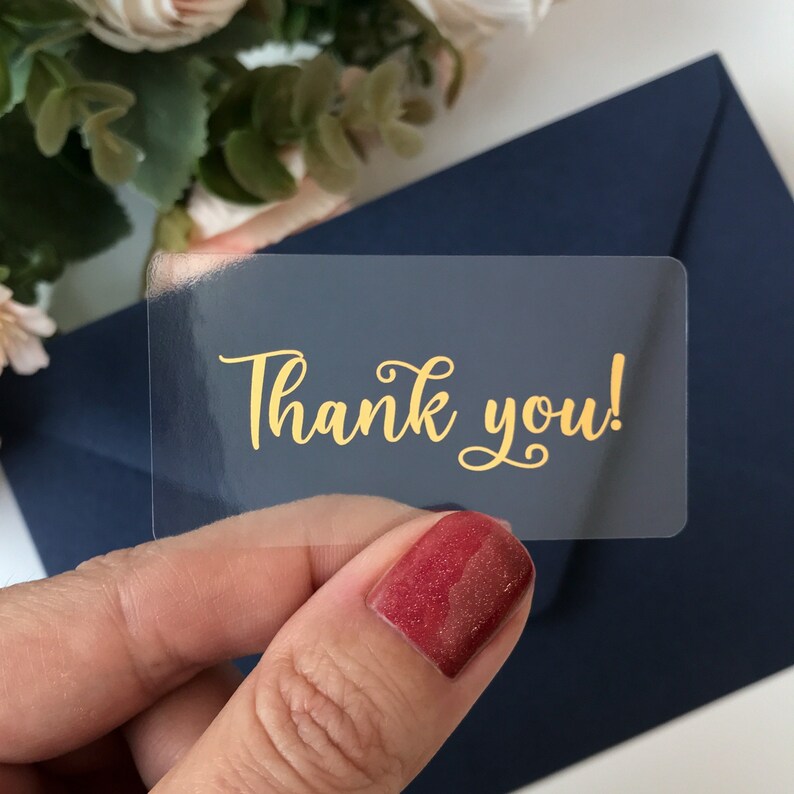 Custom Gold Foil Thank You Stickers, Personalized Packaging Labels for ...