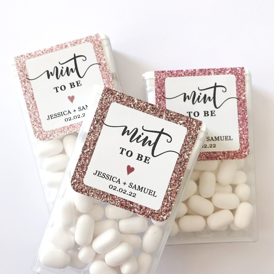 Rose Gold Glitter Effect Mint to Be Stickers • Custom Wedding Favor ...