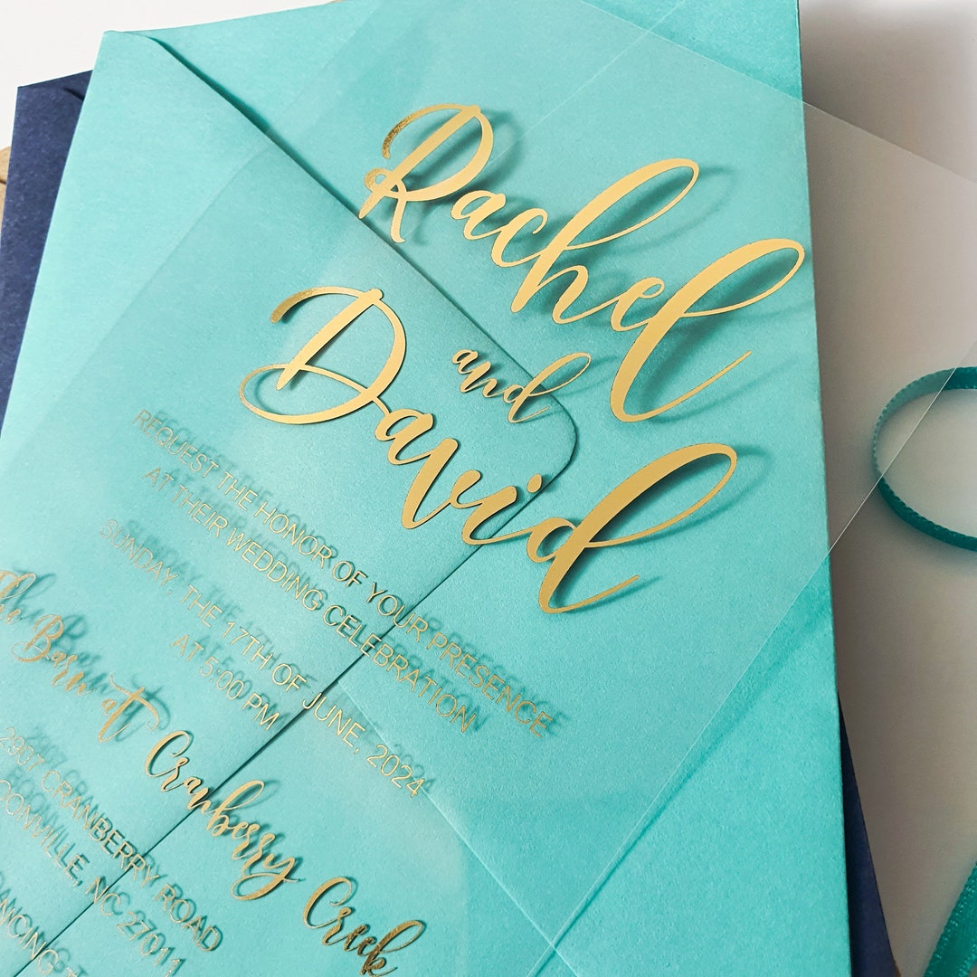 Transparent Clear Acrylic Wedding Invitation • Contemporary Invite With ...
