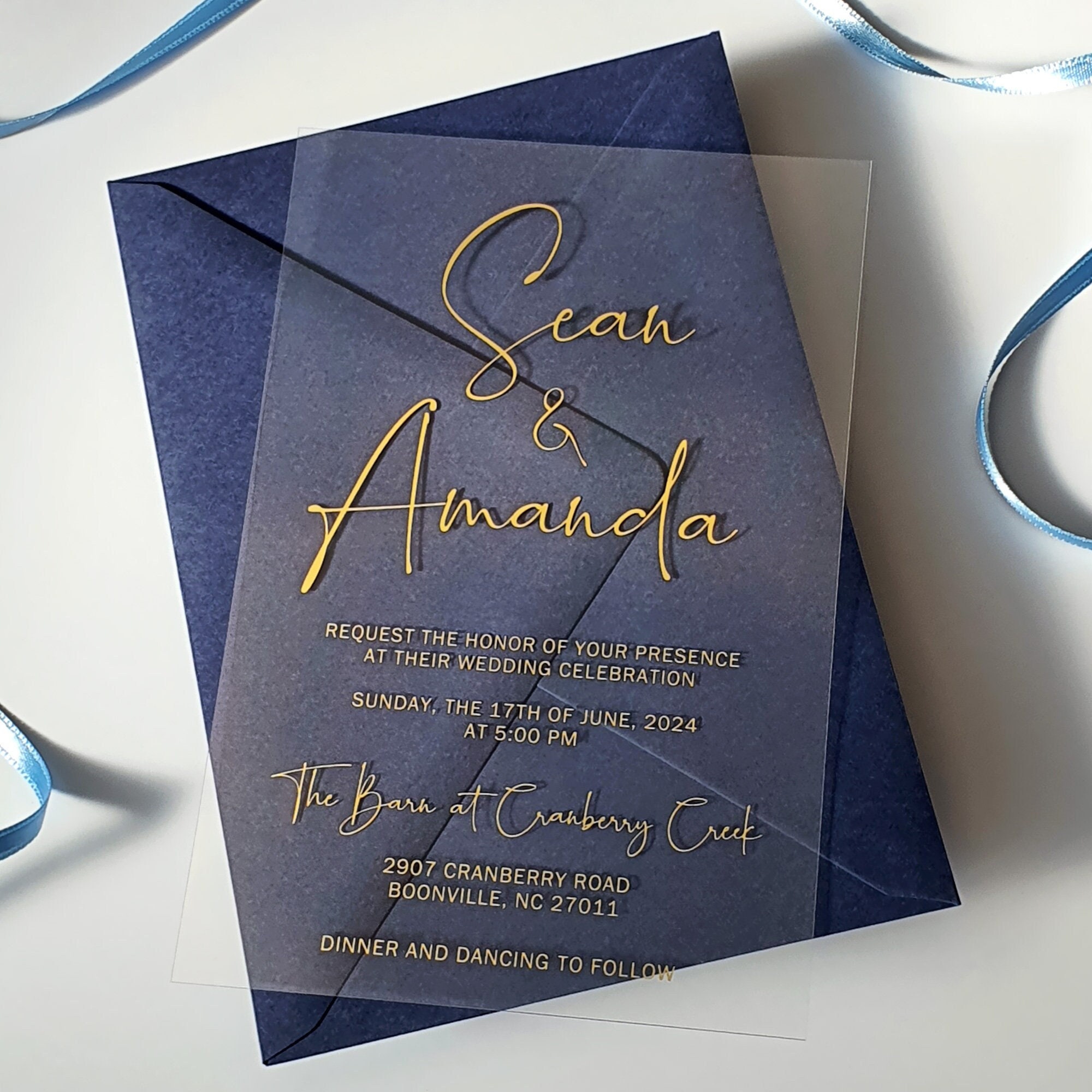 Clean Simple Clear Acrylic Wedding Invitation • Transparent Acrylic ...